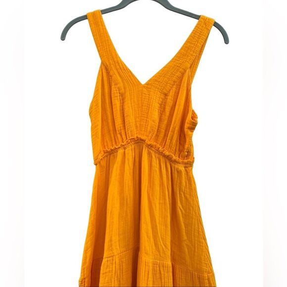 Steve Madden Women's Amira Tiered Cotton Midi Dress In Saffron Size XS - Picture 4 of 6